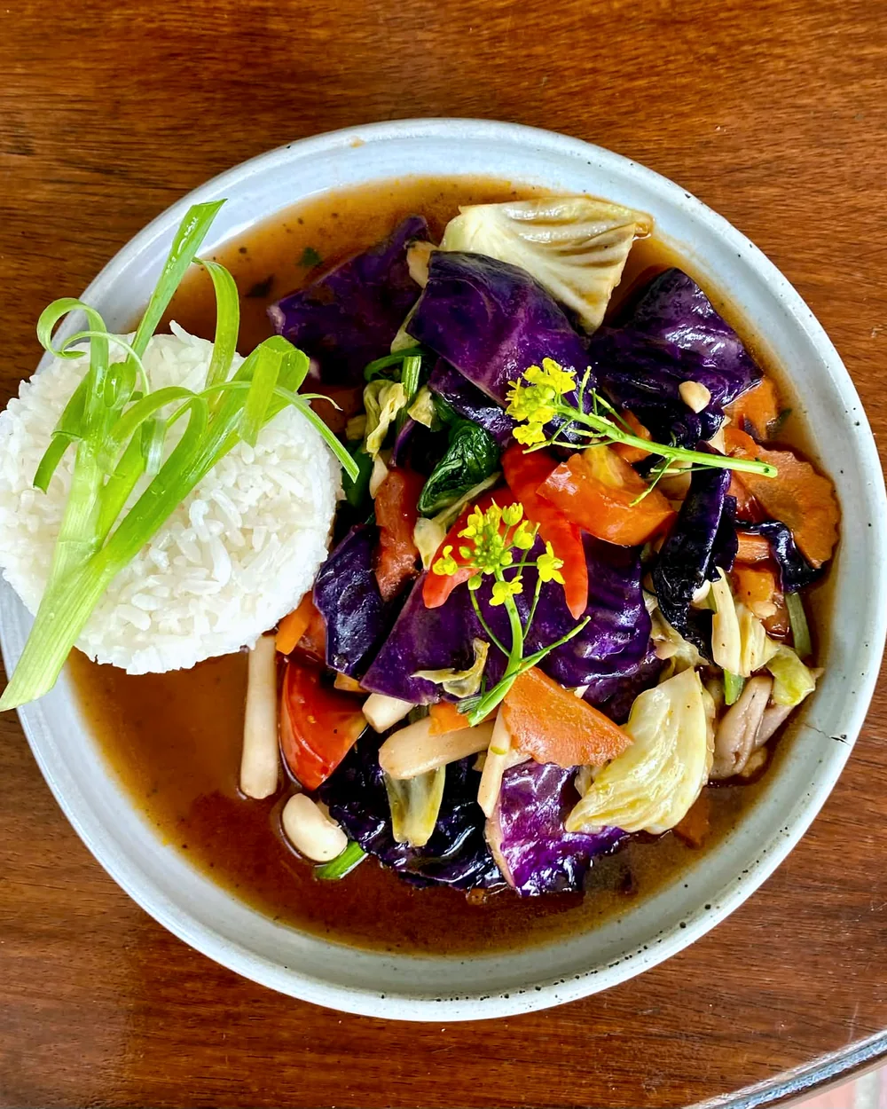 Kua Pak Luam mixed vegetables with rice