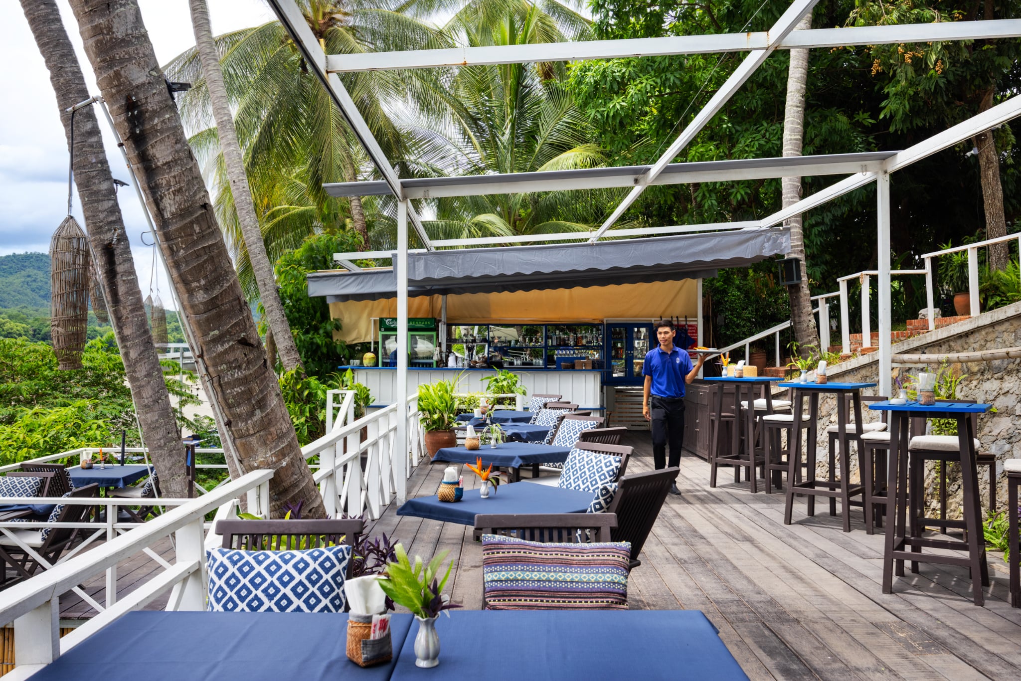 The Belle Rive terrace over the Mekong at Luang Prabang